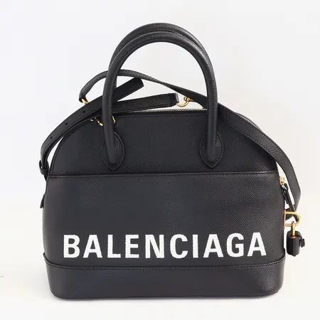 Väska Balenciaga De Ville Top Handle, svart läder med guldfärgade beslag, numrerad 518873-1000-Y-002123, 21x27x12cm, fint begagnat skick, mindre slitage på insida, dustbag Skickas med postpaket.