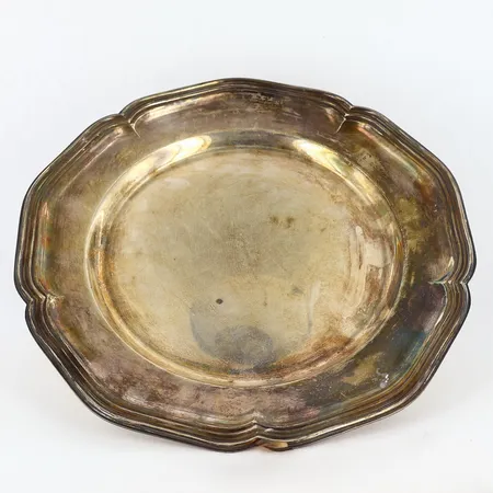 Silverfat Ø25cm danska stämplar, gravyr, Silver 830/1000  Vikt: 380 g