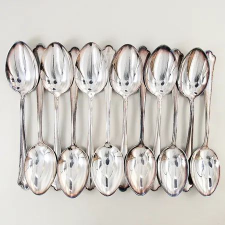 12 Bordsskedar Chippendale 18,2cm GAB silver 830/1000 Vikt: 519,3 g