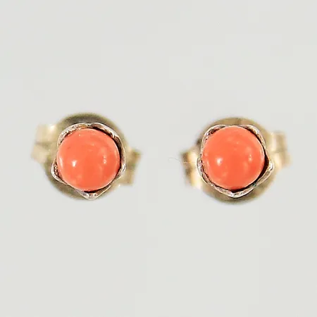 Örhängen med orangea imitationspärlor Ø4mm förgyllda silver 830/1000 Vikt: 0,7 g