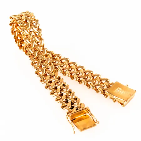 Armband v-länk längd 19cm bredd 12,3mm, JO'ANS Guld, Köping, 18K 28,8g. 