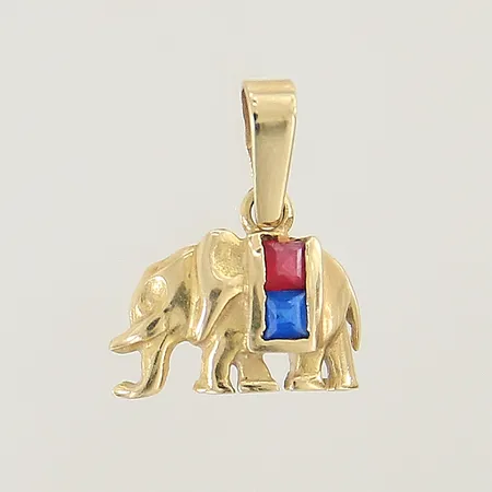 Hänge elefant med rosa och blå sten 17x13mm 18K Vikt: 1,1 g