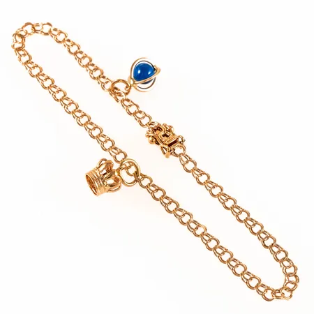 Armband Bismarck med två berlocker längd 19cm bredd 3,1mm, 18K 4,4g. 