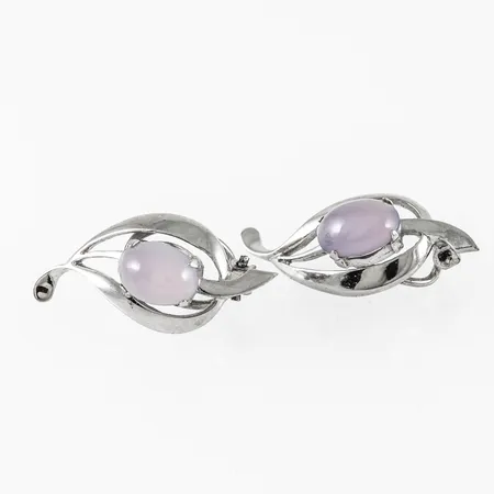 Clipsörhängen med blå/lila sten bredd 14,2mm längd 30,5mm, silver 925/1000 6,3g. 
