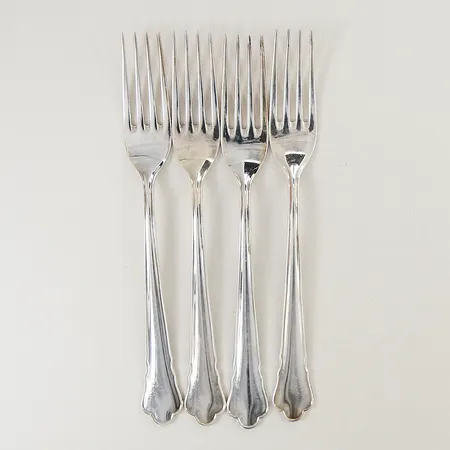 4 Bordsgafflar Chippendale 18cm GEWE silver 830/1000 Vikt: 153 g