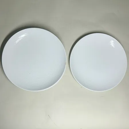 5 Mattallrikar Rörstrand blå eld vita design: Hertha Bengtson modellnr 651 Ø ca 26cm, välanvända, ett par mindre nagg på en tallrik