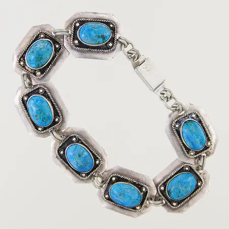 Armband med eilatstenar längd 18,5cm bredd 16mm mellanöglor i oädel metall, silver 925/1000 Vikt: 15,5 g