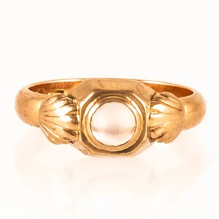 Ring stl:17 bredd 3,4-8mm, matt sten, 18K 3,8g. 