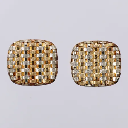 Ett par manschettknappar Ø ca 19 x 20mm gultguld/vitguld ostämplade 18K  Vikt: 17,2 g