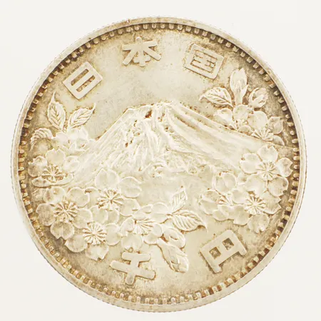 Minnesmynt olympiska spelen Tokyo 1964, 1000 Yen Ø35mm silver 925/1000 Vikt: 19,8 g