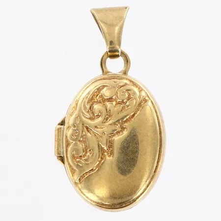 Hänge medaljong längd 20mm, bredd 10mm, tunna repor, 9K  Vikt: 0,8 g