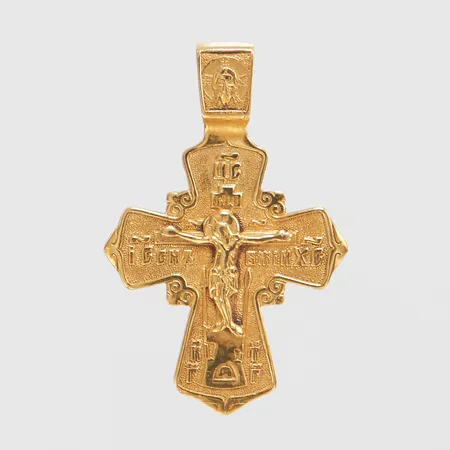 Hänge rysk-ortodoxt krucifix, 34,7x22,7mm, 14K Vikt: 3,5 g