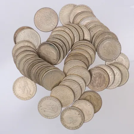 30 Mynt Gustaf V 2kr Ø31mm år 1950, 400/1000 silver Vikt: 700,3 g