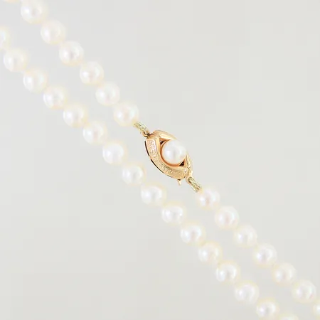 Pärlcollier 67st odlade saltvattenpärlor Ø6-6,4mm längd 47,5cm lås 18K