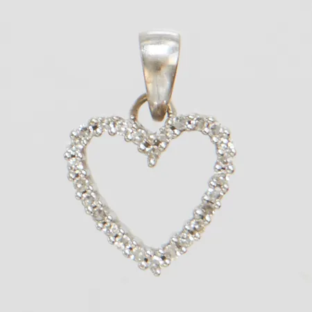 Hänge hjärta med diamanter 26 x ca.0,005ct, 8/8-slipade, 15x10,3mm, GHA, vitguld, 18K Vikt: 0,9 g