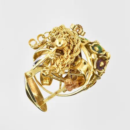 Diverse defekt guld med emalj, gulguld/vitguld, 18K. Vikt: 7,3 g