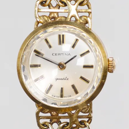 Damur Certina 18K Ø19mm quartz (går ej) längd 17cm helguld bruttovikt