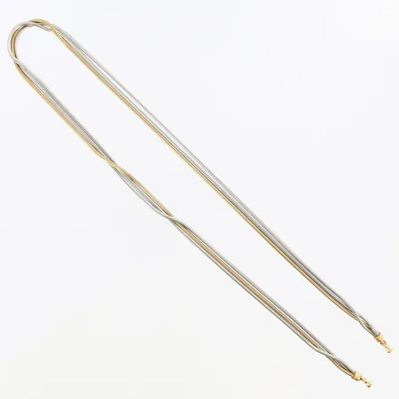 Collier Ole Lynggaard ormlänk treradig, längd 46cm, bredd ca 5mm, med dobbar, silver 925/1000 samt 14K Vikt: 21,1 g