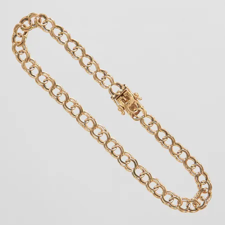 Armband Bismarck längd: 20,8cm, bredd: 5,5mm, svenska stämplar, slitna länkar, 18K Vikt: 9,2 g
