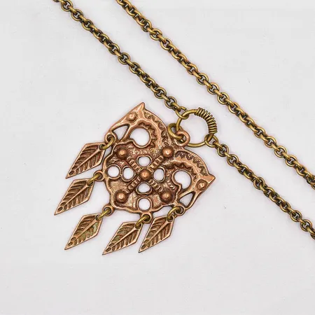 Collier Kalevala Finland längd 80cm hänge 6cm brons