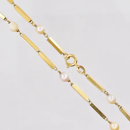 Collier längd 43cm slitna pärlor Ø 5mm 18K Vikt: 10,3 g
