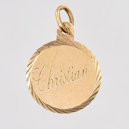 Hänge Ø 13mm graverad 18K Vikt: 0,8 g