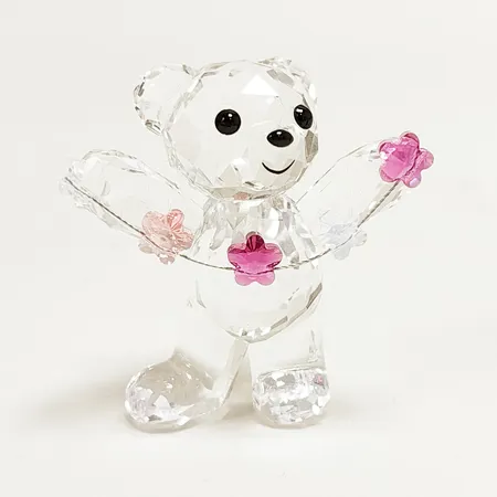 Figurin Swarovski Kris Bear med blommor, höjd: ca.4cm, Swarovski presentask medföljer