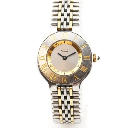Damur Cartier 21 Must de Cartier Ref 1340 Serie nr pl138456 Ø28mm Stål quartz, batteri byt krävs