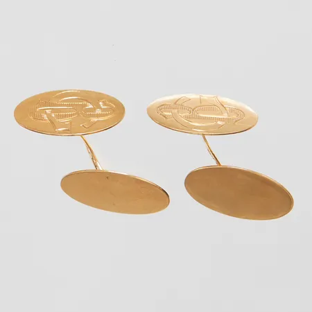 Manschettknappar 18,7x12,3mm, monogramgravyr, skeva, 18K Vikt: 5,8 g