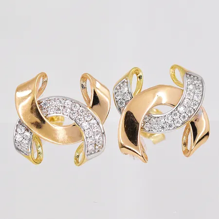 Örhängen vita stenar längd 13mm bredd 13mm 18K Vikt: 3 g