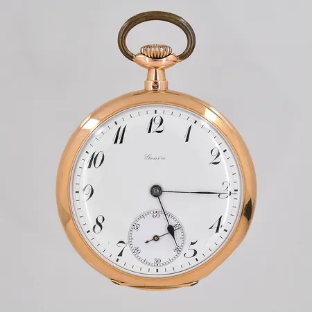 Fickur Genéve 14K Ø 50mm manuell innerboett metall, bruttovikt 66,8g