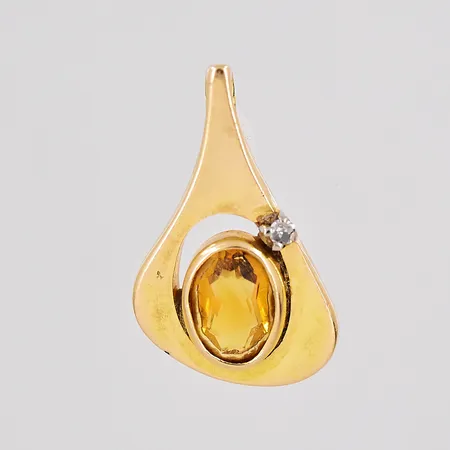 Hänge Alton diamant 0,01ct längd 18,9mm bredd 11,5mm gul sten 18K Vikt: 1,9 g