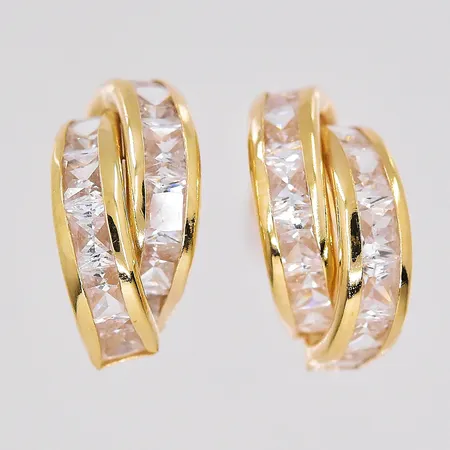 Örhängen vita stenar längd 12mm bredd 6mm 18K Vikt: 1,8 g