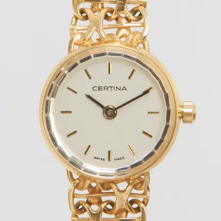 Damur Certina 18K, quartz, 18,5mm, boettnr 322.8808.68, x-länkarmband, 17,8cm, bruttovikt: 21,8g