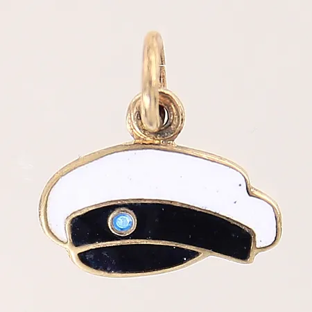 Hänge med blå sten, studentmössa, 12X13mm, förgyllt, silver 925/1000  Vikt: 0,9 g