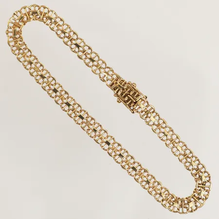 Armband X-länk med stav, längd 20cm, bredd 5,8mm, 18K  Vikt: 8,1 g