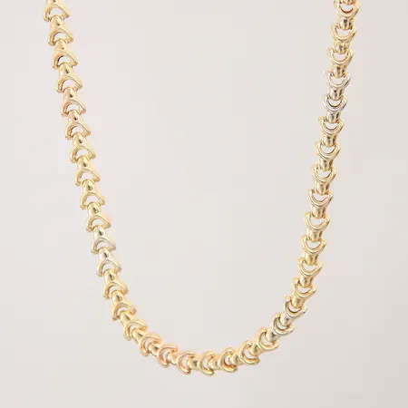 Collier, längd 40,5cm, bredd 5mm, trefärgat, 18K Vikt: 9,2 g