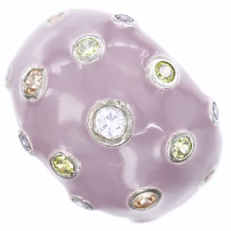 Ring med emalj samt olikfärgade stenar, stl: 18, thailändsk, 925/1000 silver Vikt: 9,3 g