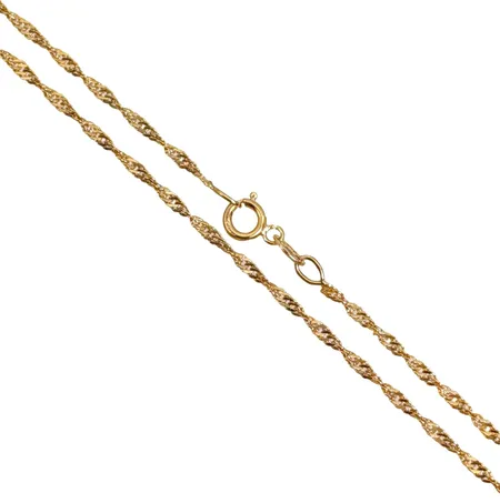 Halskedja Singapore, 18K guld, längd 50,5 cm, bredd 1,4 mm, fint skick Vikt: 2,2 g