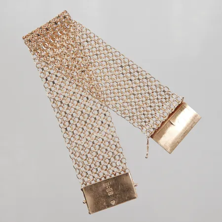 Armband X-länk 18,5cm, bredd 26,5mm, defekt lås, låsåtta saknas, 18K,  Vikt: 28,4 g