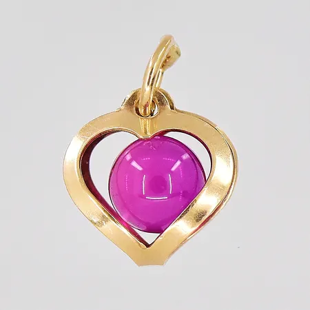 Hänge månadsberlock "Juli" röd sten, längd 11mm, 18K Vikt: 0,6 g