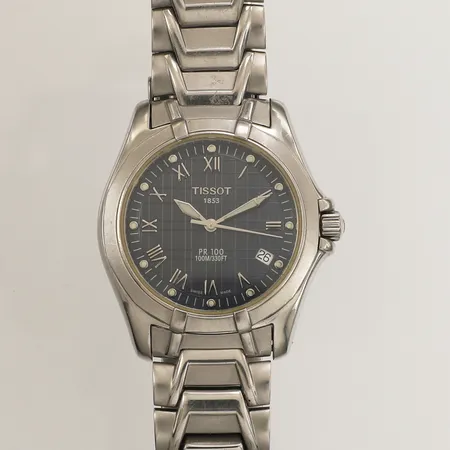 Armbandsur Tissot PR 100, Ø37mm, blue P660/760, stål, datum, sekundvisare, repor på boett, inga övriga tillbehör 