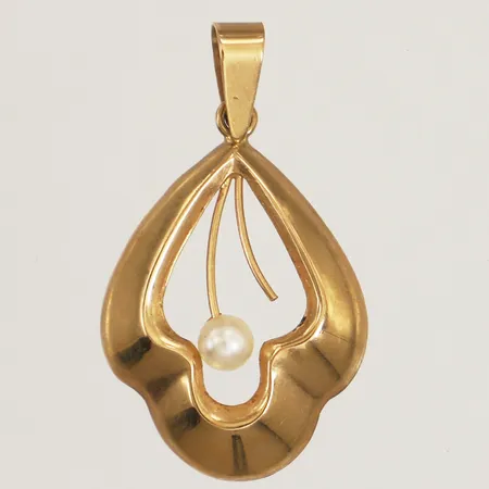 Hänge med pärla, längd 30mm, bredd 18mm, 18K Vikt: 1,3 g