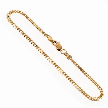 Armband rundad pansar i 14K guld. Det är 20 cm långt, 2,7 mm brett och väger 4,7g. Karbinhake. 