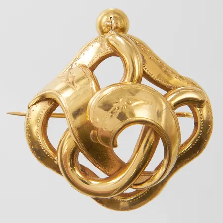 Brosch, ca 40x35mm, svenska stämplar,  Guldvaruaktiebolaget G. Dahlgren & Co Ab, år 1928, 18K Vikt: 5 g