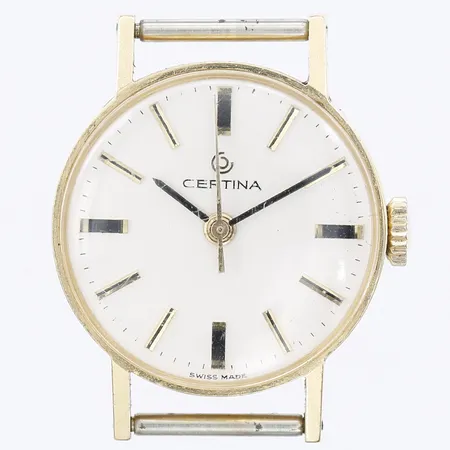 Damur Certina manuell, Ø20mm, snr: 294856, plexiglas, boett i 18K guld, bruttovikt: 10,9 gr