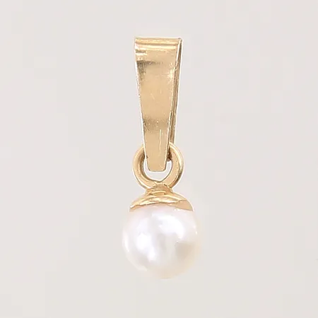 Hänge med odlad pärla Ø4,3mm, 13x4,3mm, bucklig ögla, 18K Vikt: 0,3 g