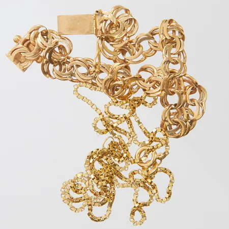 Diverse guld, defekta, skeva, slitna länkar, 18K Vikt: 14,9 g