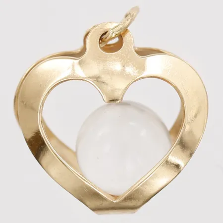 Hänge hjärta med glaskula, ca 14x15mm, 18K guld. Vikt: 1,5 g