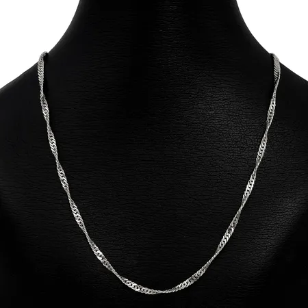 Halskedja Singapore, längre modell, silver 925/1000, längd 72 cm, bredd 2,5 mm, sparsamt använd  Vikt: 8,3 g